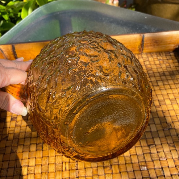 VTG Anchor Hocking Glass Crinkle Amber Pitcher. Vintage From 60s/70s 💛 - Picture 2 of 4